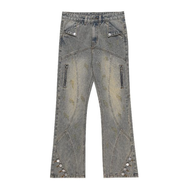 American Retro Workwear Breasted Jeans Ins Slightly Flared Slimming - Image 5