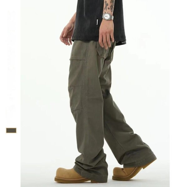 Men's Basic All-matching Trendy Gray-green Overalls Casual Loose Trousers - Image 3