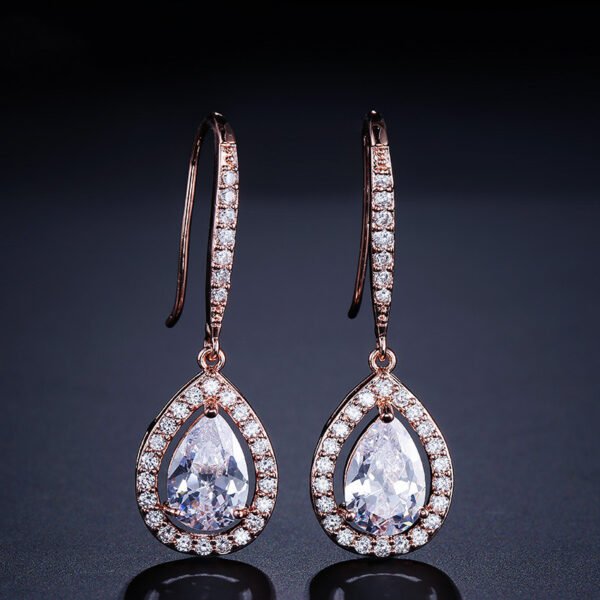 Micro-inlaid AAA Zircon Personality Drop-shaped Ear Hooks - Image 4
