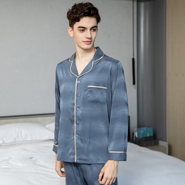 Men's Long Sleeved Trousers Ice Silk Pajamas - Image 2