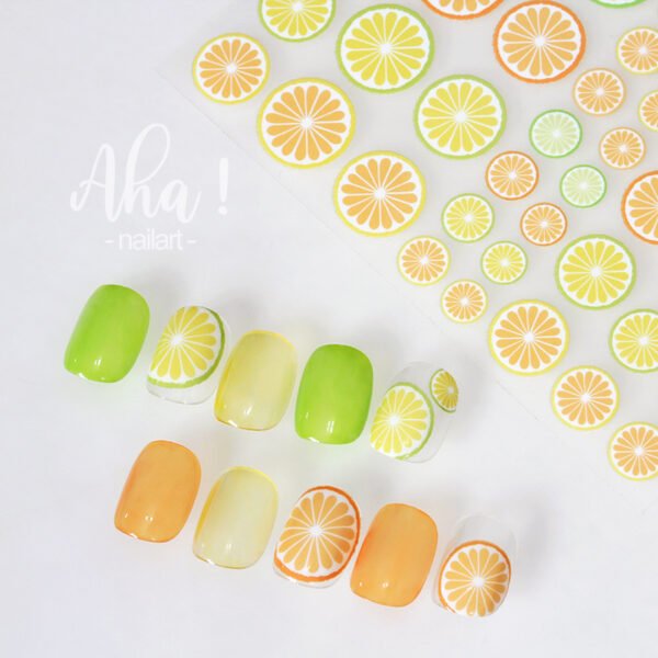 Nail Sticker Cherry Peach Summer Energic Girl Lemon Cream Orange Fruit Fingernail Decoration Stickers - Image 2