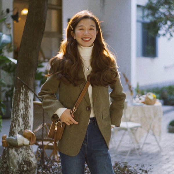 New Loose And Simple Small Woolen Suit Top - Image 3