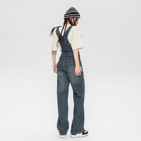 Denim Suspender Pants Women's Design Sense Loose Washed-out - Image 3