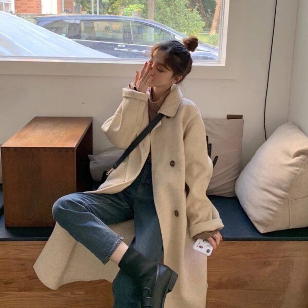 Popular Mid-length Loose All-match Small Woolen Coat - Image 2