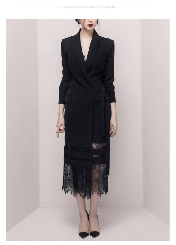 Lace Long Patchwork Suit Skirt Black Dress - Image 8