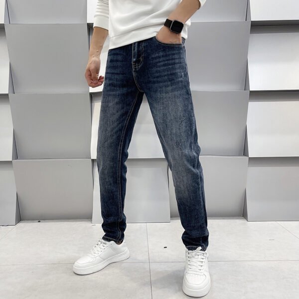 Men's Casual Slim Fit Straight Leg Elastic Jeans - Image 3