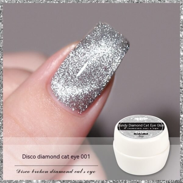 Reflective Diamond In The Debris Glue Cat Eye Gel Polish Nail Art - Image 3