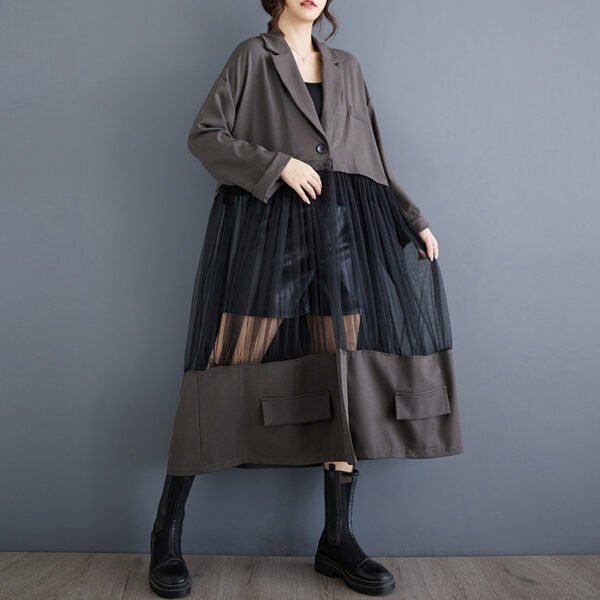 Casual Patchwork Mesh Hollow Suit Skirt - Image 6
