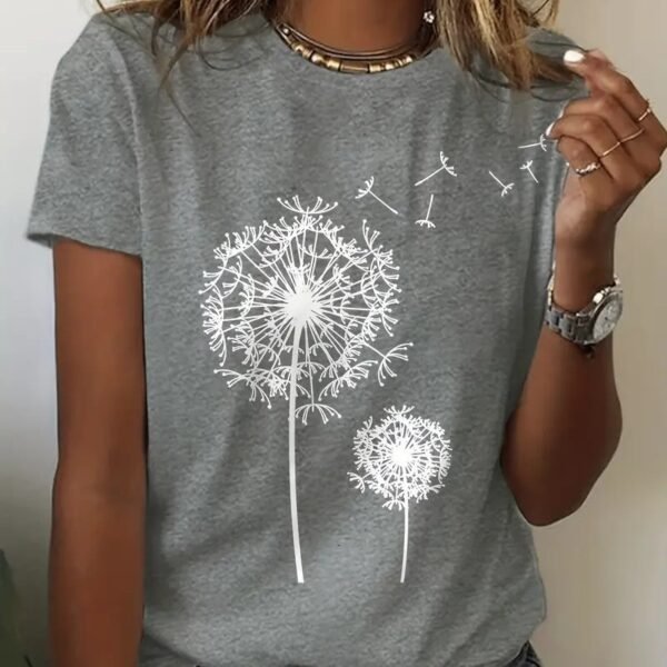 Multicolor Printing Round Neck Short Sleeve T-shirt - Image 4