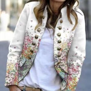 Stand Collar Long Sleeve Solid Color Cardigan Jackets