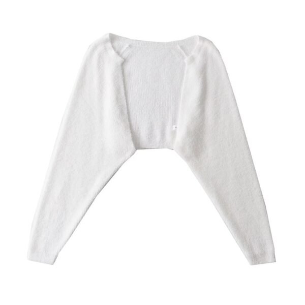 Furry Sweater Long Sleeve Short Blouse Outer Coat - Image 7