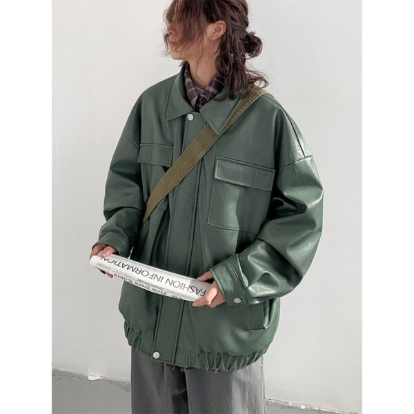 Spring And Autumn Leisure Japanese Loose Leather Jacket - Image 9