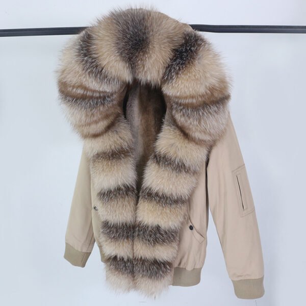 Female Inner Compartment Detachable Large Fur Collar Fur Coat - Image 3
