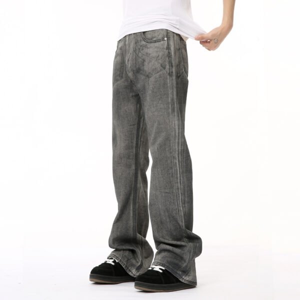American-style Fashionable Black And Gray Washed Jeans - Image 4