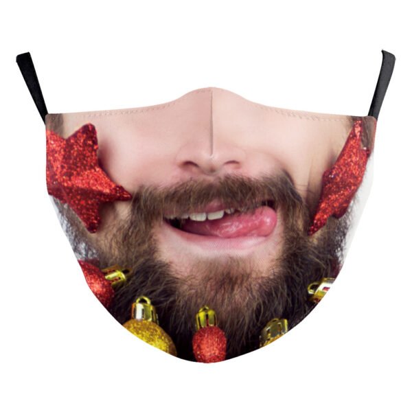 Christmas Beard Digital Printing Face Creative Double-layer Dust Mask - Image 3
