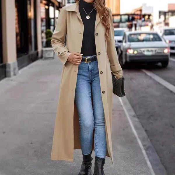 Fashion Casual Button Long Trench - Image 2