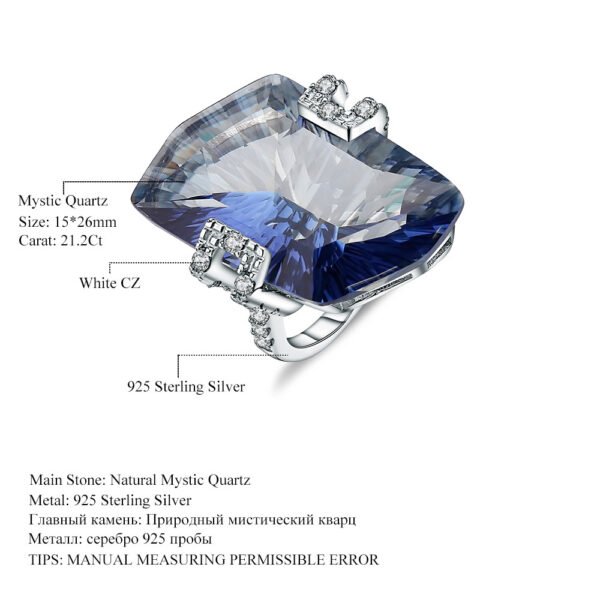 Sterling Silver Inlaid Special-shaped Natural Color Treasure Ring - Image 5