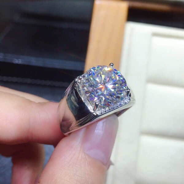 Men's 5 Karat Eight Hearts And Eight Arrows Plated PT950 Simulation Moissanite Open Ring - Image 2