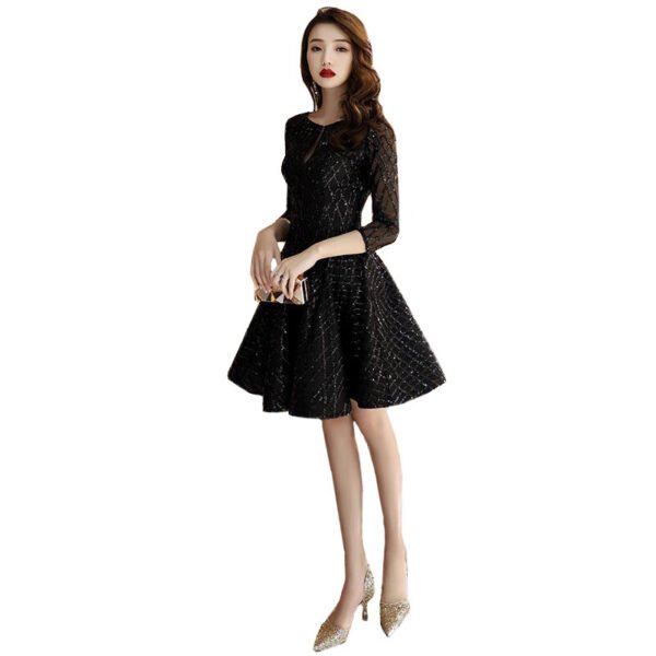 Women's Black Dinner Party Cocktail Party Birthday Party Dress Small Dress Short Socialite - Image 5