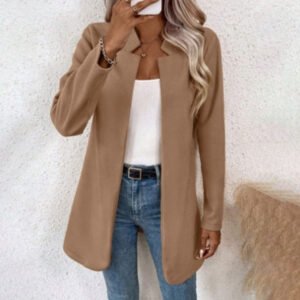 Long Sleeve Commuter Slim-fit Woolen Coat