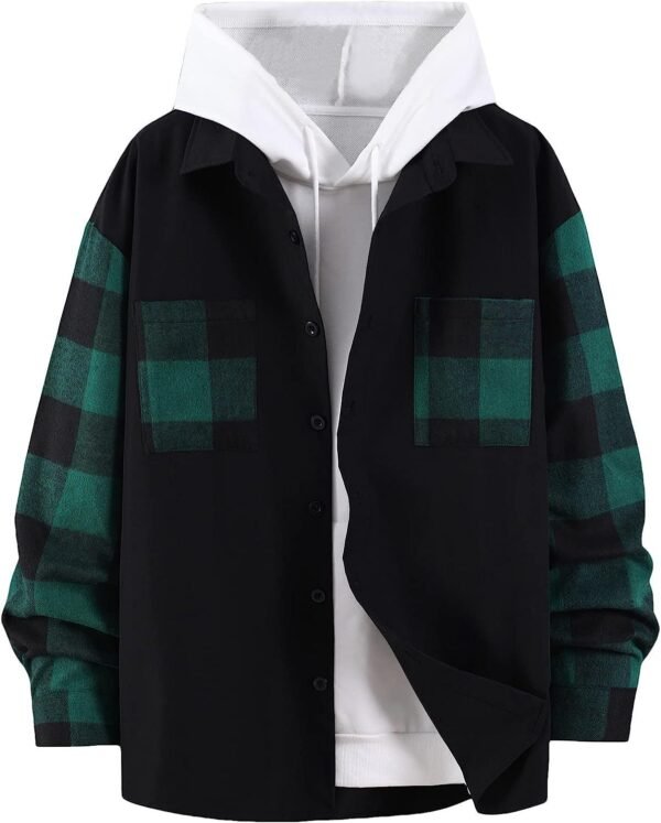 Autumn New Plaid Colorblock Long Sleeve Men's Casual Shirt - Image 7