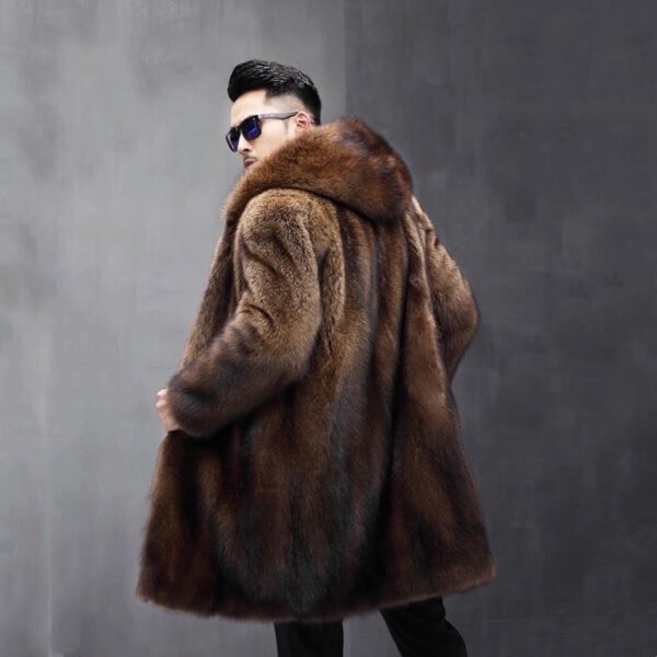 Men's Long Warm Mink Fur Coat - Image 3