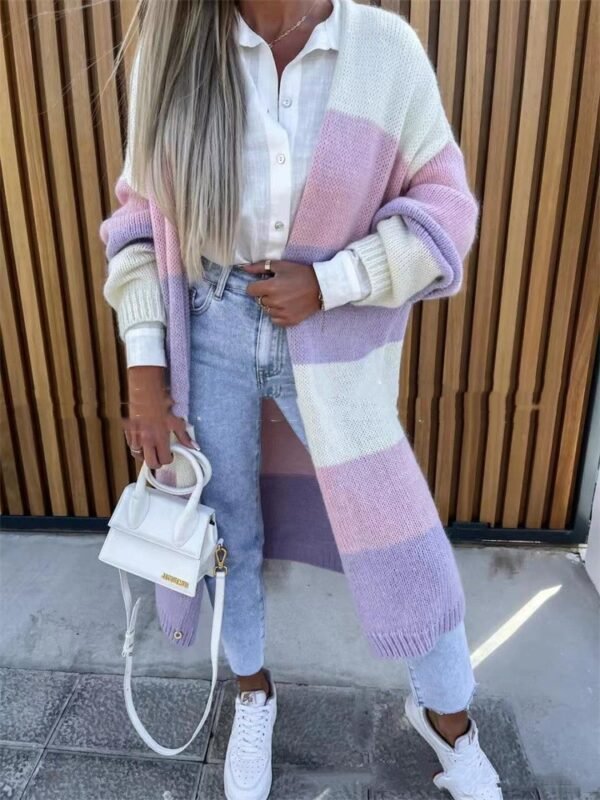 Loose Long Knitted Cardigan Coat - Image 4