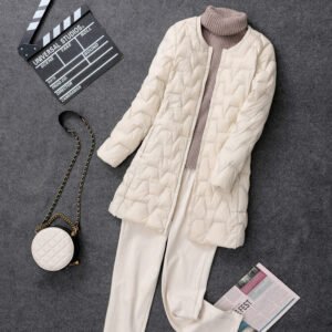 Women's Collarless Mid-length Coat