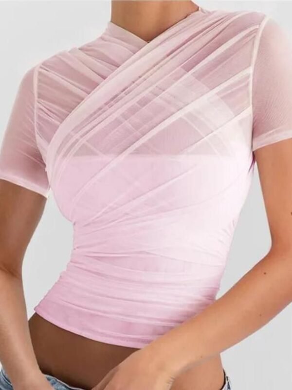 Mesh Stitching Padded Strap Vest For Women - Image 5