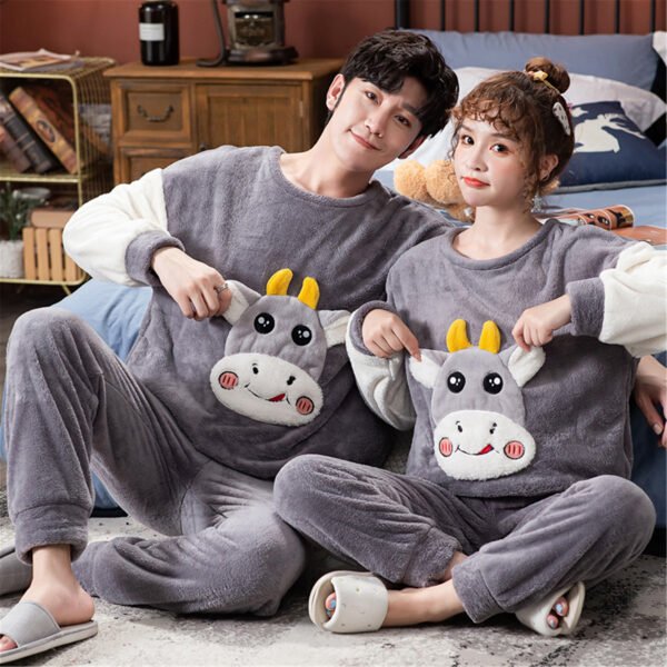 Velvet Couple Pajamas Korean Style Thickened Warmth - Image 3