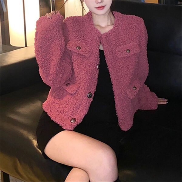 French Round Neck Single-breasted Sweater Coat - Image 4