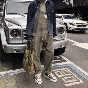Casual Suspenders Pants Men's Business Shirt Trousers Workwear For Workers Loose Suspenders