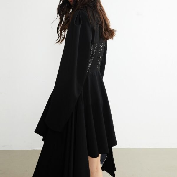 Retro Decorative Open-line Irregular Hem Profile Suit Large Coat - Image 3