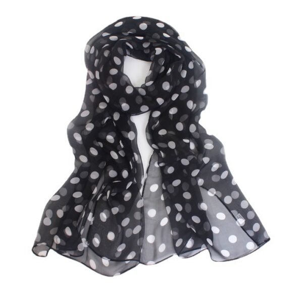 Polka Dot Scarf Bright Red Scarf Polka Dot Thin Chiffon Sunscreen Shawl - Image 3