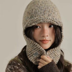 Retro Face-looking Small Mixed Color Woven Knitted Earmuffs Hat