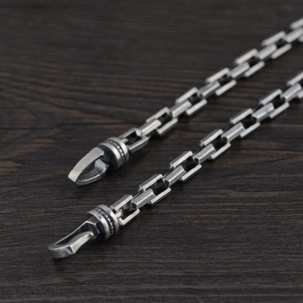 S925 Silver Antique Finish Chain Punk Thick Type Necklace - Image 4