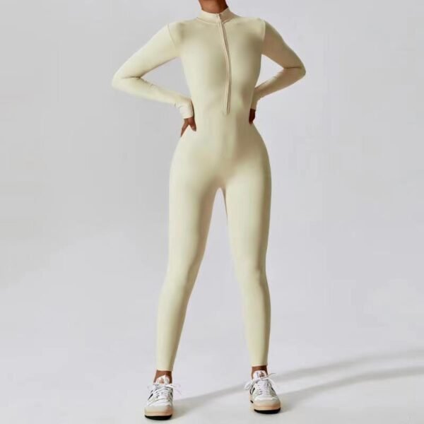 European And American Zipper Yoga Jumpsuit Long-sleeved Fitness Pants - Image 6