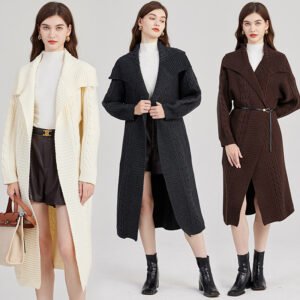 Oversized Knitted Coat with Belt