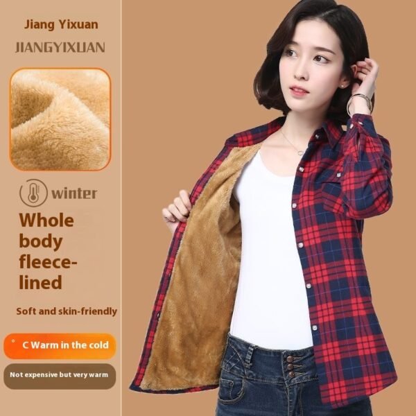 Cold Protection Plaid Long-sleeved coat - Image 10