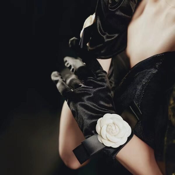 Black Satin Fabric Gloves Long Bag Finger Evening Dress Banquet Photography Jewelry Hepburn Style - Image 4