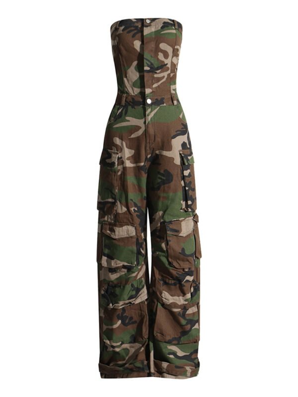 Fashion Spray Color Camouflage Tube Top One-piece Overalls European And American Hot Girl Jumpsuit - Image 6