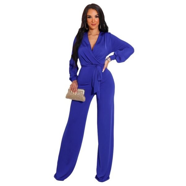 Solid Color Casual Long Sleeves Women's Jumpsuit - Image 3