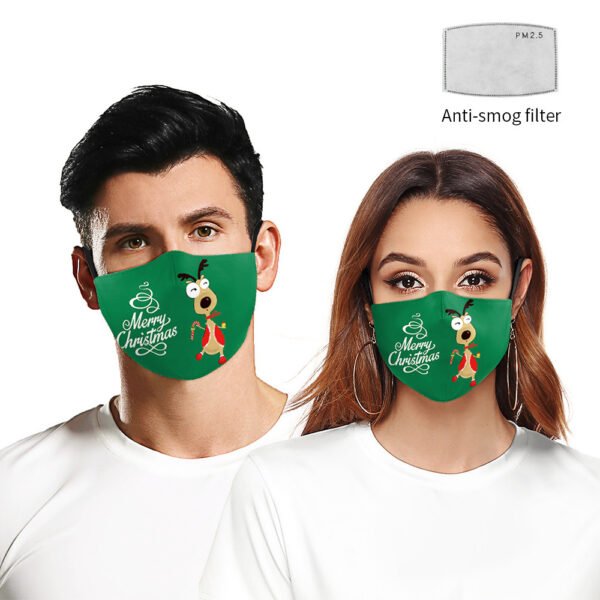 Christmas Green Digital Printing Windproof Double Layer Dustproof Mask - Image 2