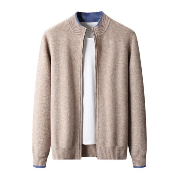 Autumn And Winter New Men's Contrast Color Cardigan Half Turtleneck Zipper Sweater Men - Image 5