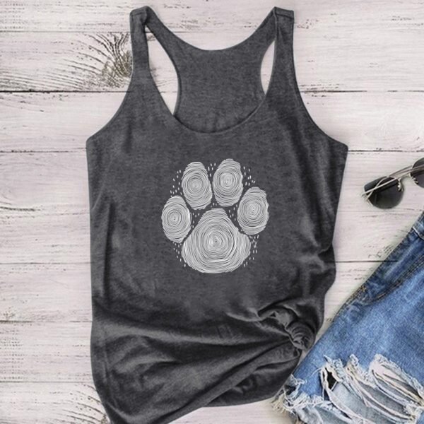 Dog's Paw Cute Foot Print Women's Vest Summer Funny - Image 9