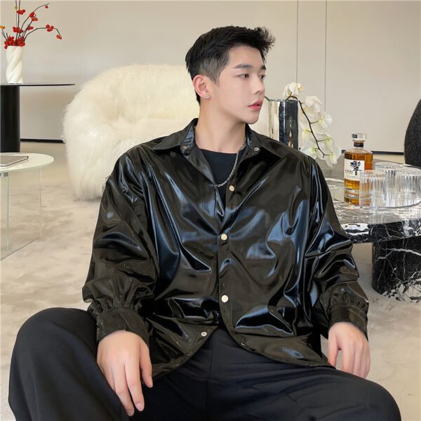 Bright Face Black Loose Fashion Coat - Image 4