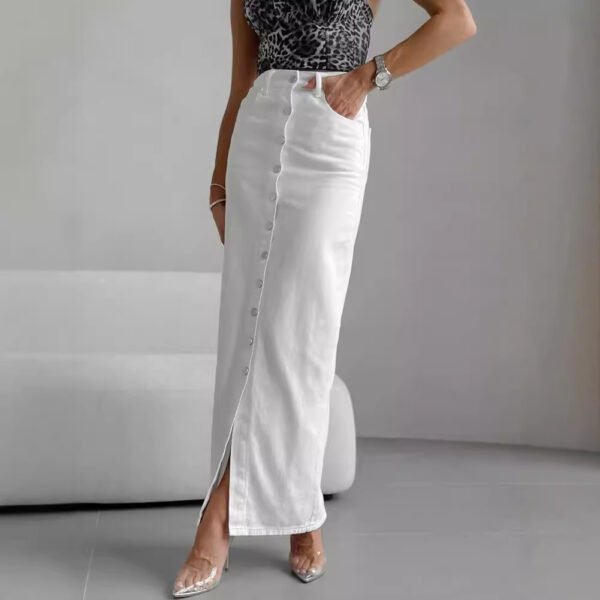 Temperament High Waist Slim-fit Buttoned Half-length Casual Dress Women - Image 3