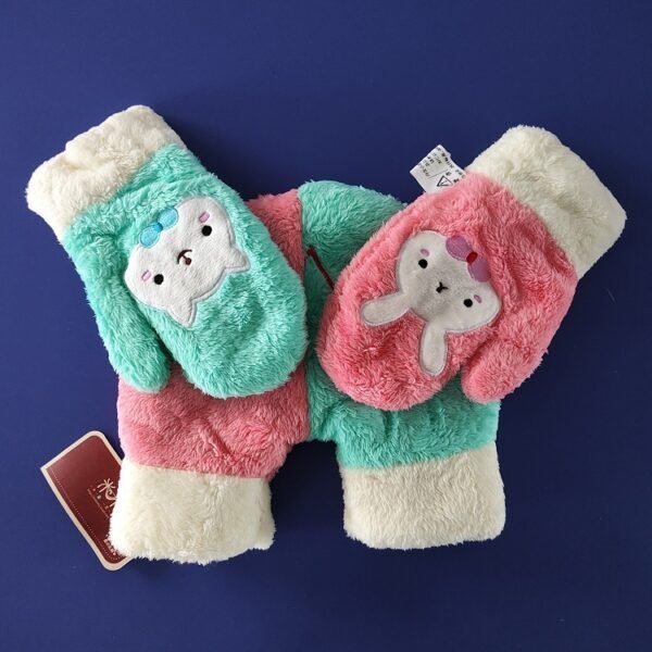 Cartoon Double-layer Thickened Rabbit Couple Hand Gloves - Image 2