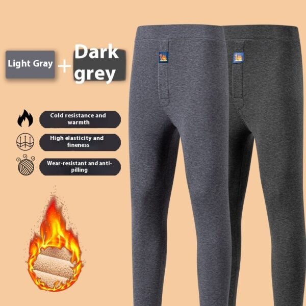 Men's Plus-sized Fleece-lined Camel Velvet Keep Warm High Waist Winter Stretch Thick Leggings - Image 3