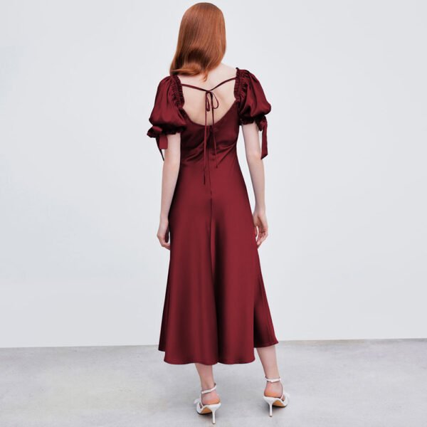 European And American Waist Fishtail Skirt Party Party Satin Satin Red Dress - Image 2